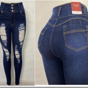 Destroyed Ripped Denim Jeans